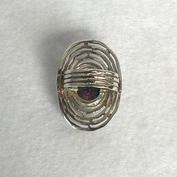 Sterling Silver 925 India Large Bezel Set Oval Mystic Quartz Statement Ring 5.5 - Picture 6 of 16